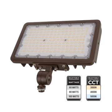 LED Flood Light with Knuckle Mount - Selectable Wattage and CCT - 250W Metal Halide Equivalent - Up To 14,000 Lumens - 60W / 80W / 100W - 3000K / 4000K / 5000K