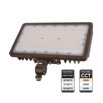 LED Flood Light with Knuckle Mount - Selectable Wattage and CCT - 400W Metal Halide Equivalent - Up To 21,000 Lumens - 90W / 120W / 150W - 3000K / 4000K / 5000K