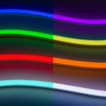 RGB Neon LED Strip Light - Dual Bend Neon Flex - IP67 - 16mm Wide - 24V - 5m