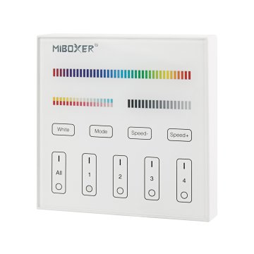 MiBoxer Wireless LED Wall Remote - RGB+CCT 4-Zone Touch Panel - Battery Operated