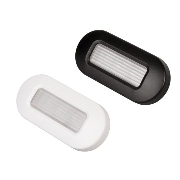 Oval LED Courtesy Light - 12 VDC - Waterproof - Black / White Cover - Warm White / Cool White / Blue