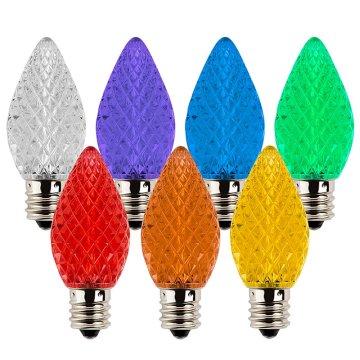 C7 LED Bulbs - Faceted Replacement Christmas Light Bulbs