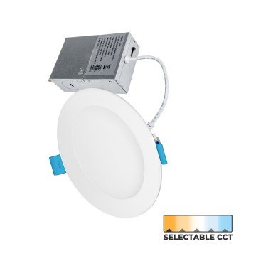 Euri Lighting 6" Ultra Slim LED Recessed Downlight - Selectable CCT - Canless - 990 Lumens - 2700K / 3000K / 3500K / 4000K / 5000K