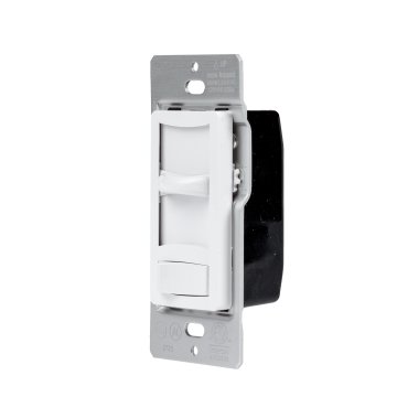 200W LED/CFL 3-Way Dimmer Switch - TRIAC Dimmer - 120 VAC - White - Slider with Rocker Switch - Optional Cover Plate - Single / 6-Pack