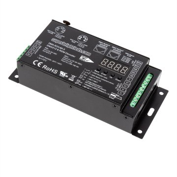 5 Channel LED DMX512 and RDM Digital Decoder and Master - 8 A/CH - Digital Display - 12-24 VDC