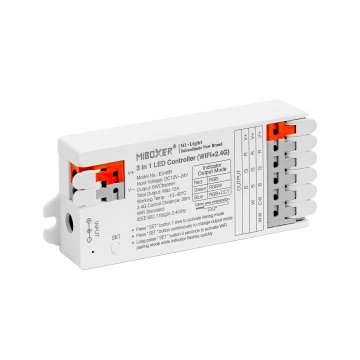 MiBoxer 3-in-1 Wireless LED Strip Light Controller with Lever Connectors - RGB / RGBW / RGB+CCT - Hubless - 6 Amps / Channel - 12-24 VDC - Optional Remote