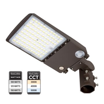 Euri Lighting Commercial LED Area Light With Mount - Selectable CCT and Wattage - Up to 400W MH Equivalent - Up to 23,970 Lumens - 100W / 120W / 150W - 3000K / 4000K / 5000K
                        