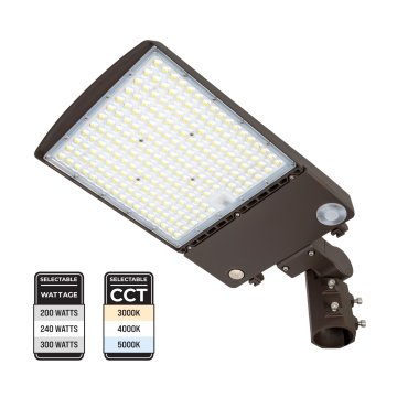 Euri Lighting LED Area Light With Mount - Selectable CCT and Wattage - Up to 1,000W MH Equivalent - Up to 49,000 Lumens - 200W / 240W / 300W - 3000K / 4000K / 5000K