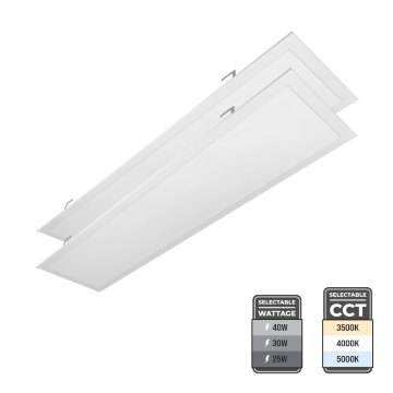 Euri Lighting 1x4 LED Flat Panel Light - Selectable CCT and Wattage - Up To 5,000 Lumens - 25W / 30W / 40W - 3500K / 4000K / 5000K - 2-Pack
