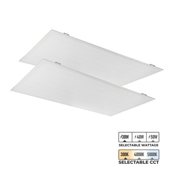 Euri Lighting 2x4 LED Flat Light Panel 2-Pack - Selectable Wattage and CCT - Dimmable - Up To 6,500 Lumens - 30W / 40W / 50W - 3000K / 4000K / 5000K