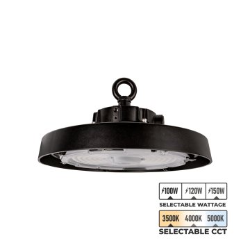Euri Lighting UFO LED High Bay - Selectable CCT - Selectable Wattage - Up to 22,500 Lumens - 3500K / 4000K / 5000K - 100W / 120W / 150W