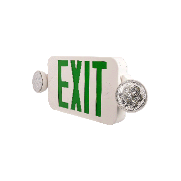 MaxLite Combination Emergency Exit Light - Emergency Backup Battery - Adjustable Light Heads - Green