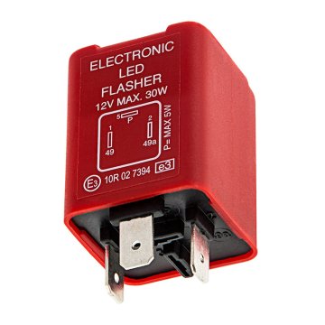 FL3-RED LED Bulb Electronic Flasher - 3 Pin American Flasher and Bracket - Red