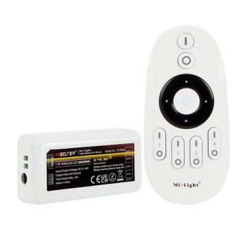 MiBoxer LED Dimmer with RF Touch Remote - Single-Color Light Strip Controller - 4 Zone - 6 Amps / Channel - 12-24 VDC