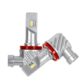 This pair of H8 / H9 / H11 / H16 LED Bulbs have a compact design and an L-shaped base.
