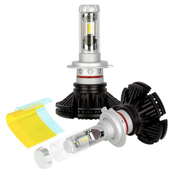 H7 LED Fanless Headlight/Fog Light Conversion Kit with Adjustable Color Temperature and Compact Heat Sinks - 5,000 Lumens/Set