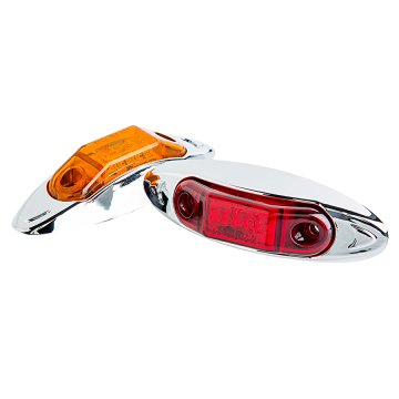 LED Clearance or Side Marker Light with Chrome Bezel - Submersible - 4" Oval - 3 LEDs
