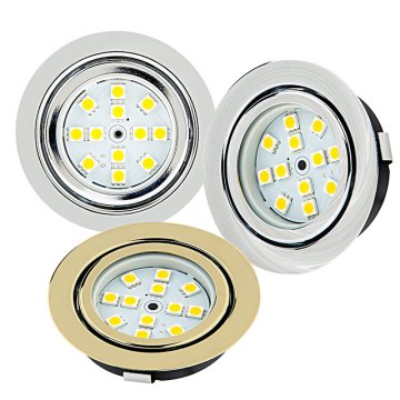 Recessed LED Puck Lights - 12 LED - 20 Watt Equivalent: Available in Chrome, Brushed Nickel, & Polished Brass