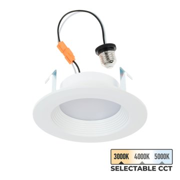 TCP LED 4" Beveled Retrofit CCT Selectable Downlight - 10.5W - Dimmable - E26 Adapter - Up To 700 Lumens