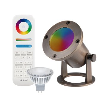 Solid Brass LED-Ready Landscape Underwater Light - Optional RGB + Tunable White MR16 Smart Bulb - Wi-Fi Compatible - Optional RF Remote