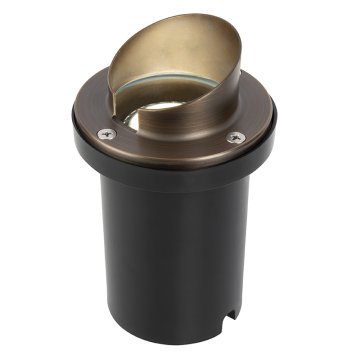 Brass LED Ready Hooded In-Ground Well Light - Optional MR16 Bulb - 2700K / 3000K / 4000K / 6500K