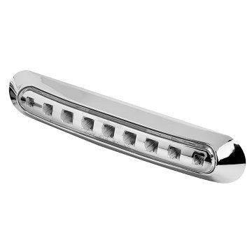 Low Profile LED Clearance or Side Marker Light - Chrome Bezel - 6-3/4" Oval - 9 LEDs - Clear Lens