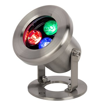 3W Underwater RGB LED Light - Pond and Landscape Spotlight - Auto Cycling Color Changing - 12V AC/DC
