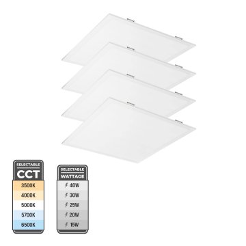 2x2ft LED Panel Lights - Field Selectable - 40W Max - Up To 5,000 Lumens - 4-Pack