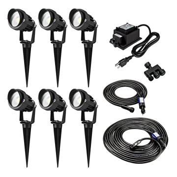 G-LUX Series Landscape Lighting Kit - 6 Spotlights - Low Voltage Transformer - Plug and Play