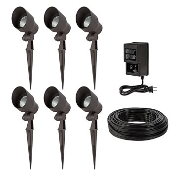 LED Landscape Lighting Kit - (6) 5W Integrated LED Spotlights - Low Voltage Transformer