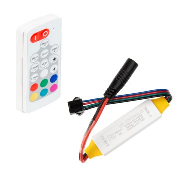 RGB LED Controller with LC4 Connector - Wireless RF Remote with Dynamic Color-Changing Modes - 5 Amps/Channel - Mini RGB LED Controller - LC4