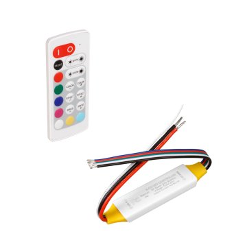 Mini RGBW LED Controller - Wireless RF Remote with Dynamic Color-Changing Modes - Mini RGB+White LED Controller