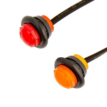 Optronics GloLight 3/4" Round LED Clearance and Side Marker Light with Grommet - Submersible - 2 LEDs - Amber / Red