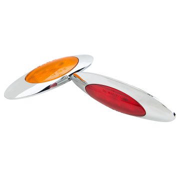 LED Clearance or Side Marker Light - Chrome Bezel - 6-3/4" Oval - 8 LEDs
