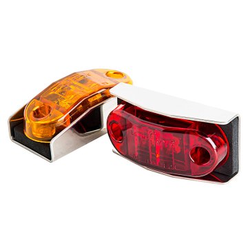Mini LED Clearance or Side Marker Light - Stainless Steel Base - Submersible - 2-1/2" Oval - 2 LEDs