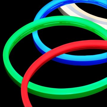 Flexible LED neon strip light - 5m side bend LED tape lights in red, green, blue, and white