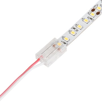 Solderless Clamp-On LED Strip Light to Pigtail Adaptor - 10mm Single Color Strips - 22AWG