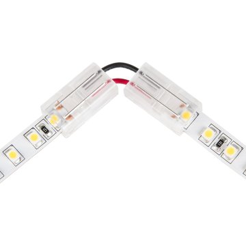 Solderless Clamp-On Left / Right ‘L’ Wire Connector - 8mm Single Color LED Strip Lights