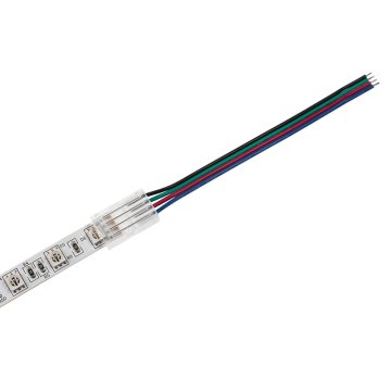 4&quot; Solderless Clamp-On Pigtail Adaptor - 10mm RGB LED Strip Lights