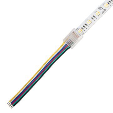 4&quot; Solderless Clamp-On Pigtail Adaptor - 12mm RGB + CCT LED Strip Lights