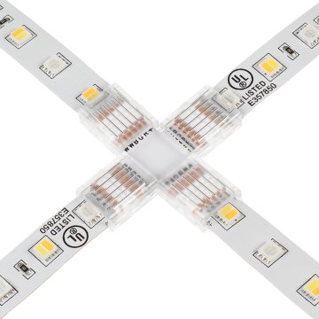Solderless Clamp-On Cross Connector for 12mm RGB + CCT LED Strip Lights