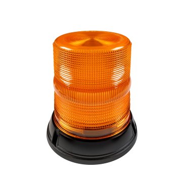 7” Amber LED Strobe Beacon - 7 Flash Patterns - Permanent Mount - SAE Class 1 - 12-24 VDC