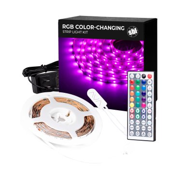                             The 12-volt RGB LED strip light kit with a 5-meter color-changing LED tape light, remote, and Wi-Fi / Bluetooth compatible controller
                        