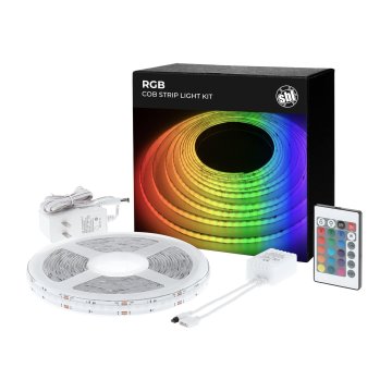 5m RGB COB LED Strip Light Kit - Color-Changing LED Tape Light - Wireless Remote - 24V