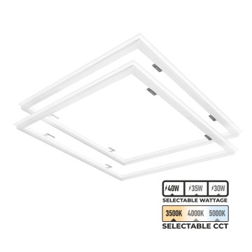 2x2 LED Grid Frame Light - Selectable Wattage 30W / 35W / 40W - Selectable CCT 3500K / 4000K / 5000K - Up to 5,000 Lumens - 2-Pack