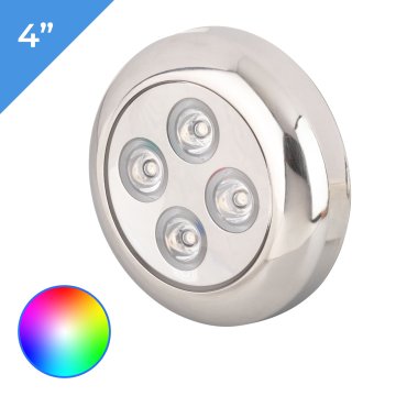 4" Underwater LED Boat Light - 16W - 316 Stainless Steel - RGBW - Single / 2-Pack