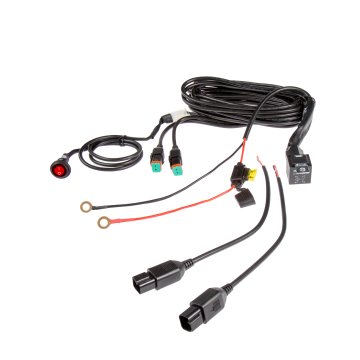LED Light Wiring Harness with Relay and Weatherproof Switch - Dual Output - DT Connector