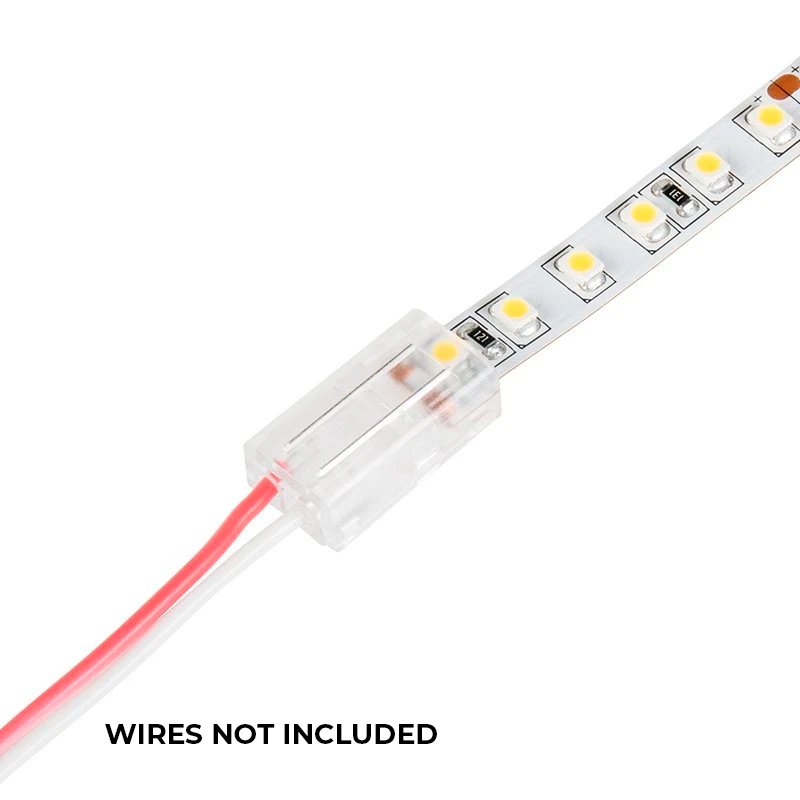 Solderless Clamp-On LED Strip Light to Wire - 8mm Single Color Strips - 22  AWG