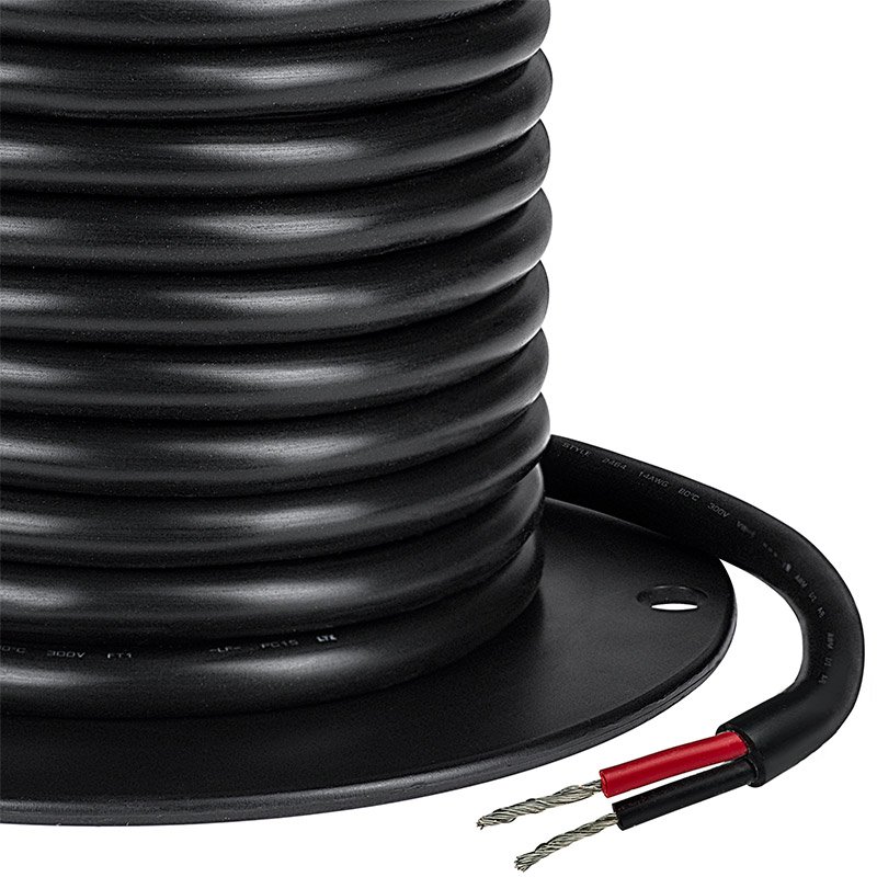 Black Jacketed 14 Gauge Wire - Two Conductor Power Wire WP14-2