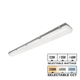 MaxLite 4ft LED Vapor Tight Strip Light - Selectable Wattage and CCT - Up To 6,240 Lumens - 23W / 35W / 48W - 3500K / 4000K / 5000K